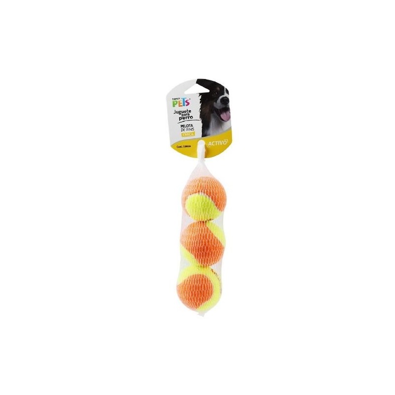 JUGUETE PELOTA CH DE TENIS BICOLOR 3PZAS