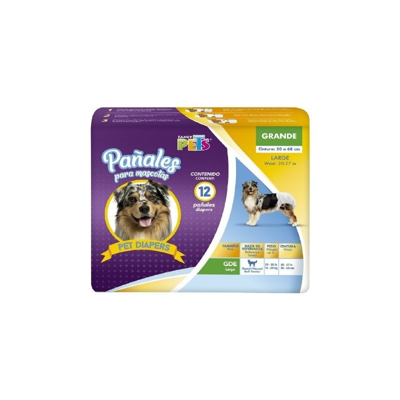 PAÑALES P/PERRO DRY PET GDE 12 PZAS