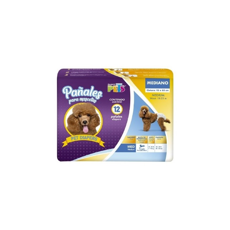 PAÑALES P/PERRO DRY PET MEDIANO 12 PZAS