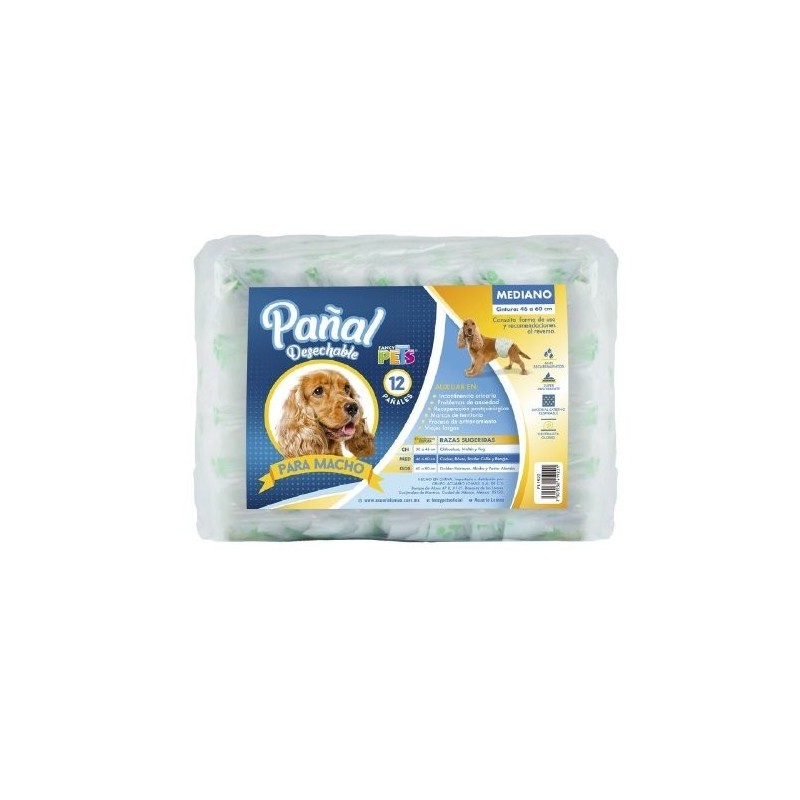 PAÑAL ESP P/MACHO MED. C/12 PZAS