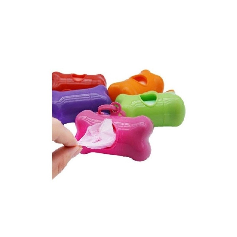 DISP DE POOP BAGS EN FORMA TIPO HUESO ROSA