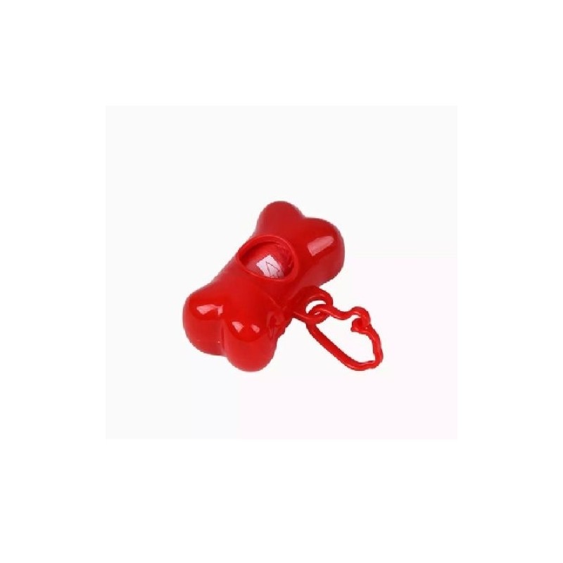 DISP DE POOP BAGS EN FORMA TIPO HUESO ROJO