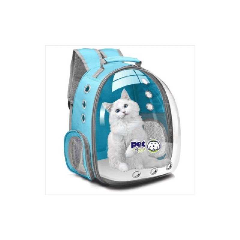 MOCHILA TRANSP SIN BURBUJA TRANSPARENTE AZUL CIELO