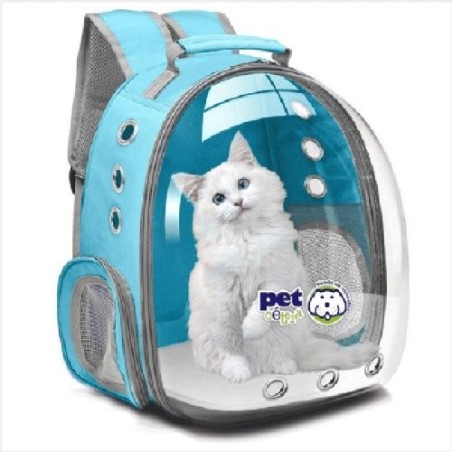 MOCHILA TRANSP SIN BURBUJA TRANSPARENTE AZUL CIELO