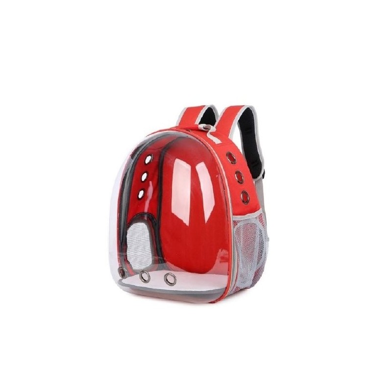 MOCHILA TRANSP SIN BURBUJA TRANSPARENTE ROJO