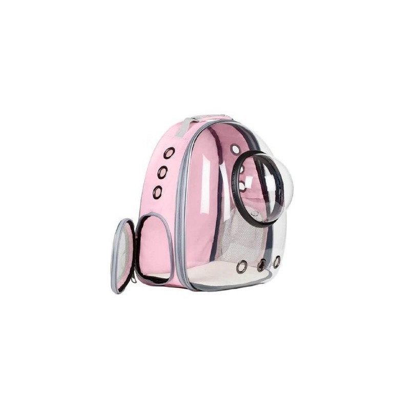 MOCHILA TRANSP CON BURBUJA TRANSPARENTE ROSA