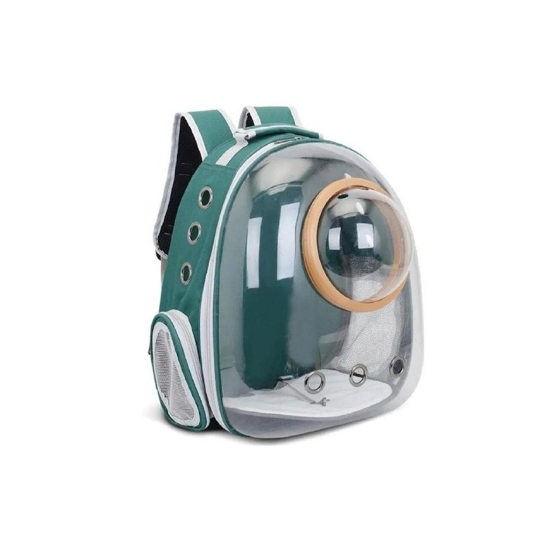 MOCHILA TRANSP CON BURBUJA TRANSPARENTE VERDE
