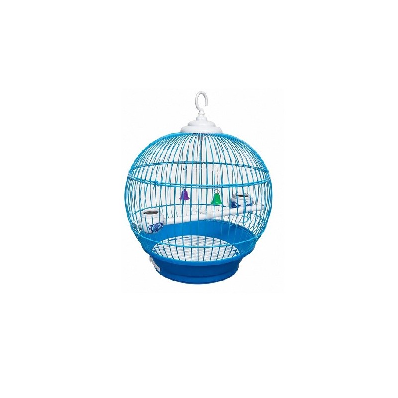 JAULA P/AVES REDONDA CHICA 28X38CM AZUL
