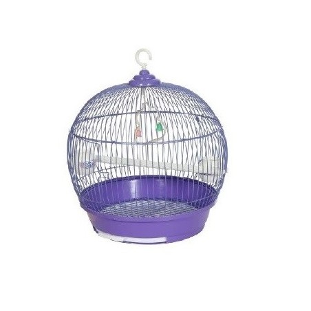 JAULA P/AVES REDONDA CHICA 28X38CM MORADA