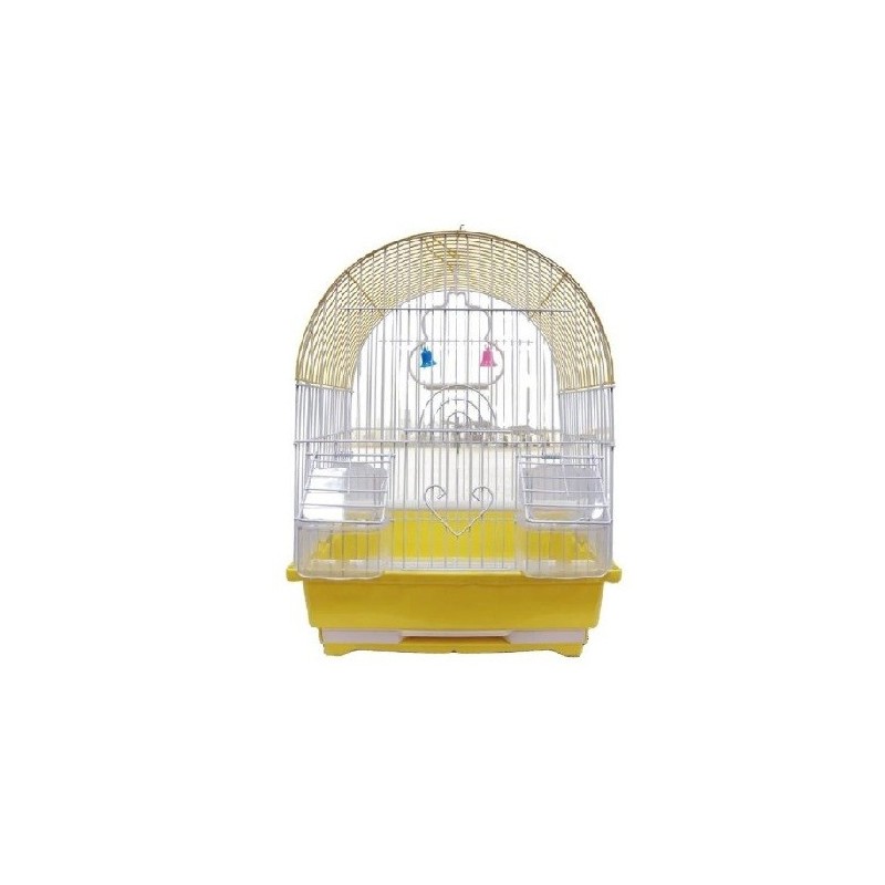 JAULA AVES CURVA 30X23X39CM AMARILLA