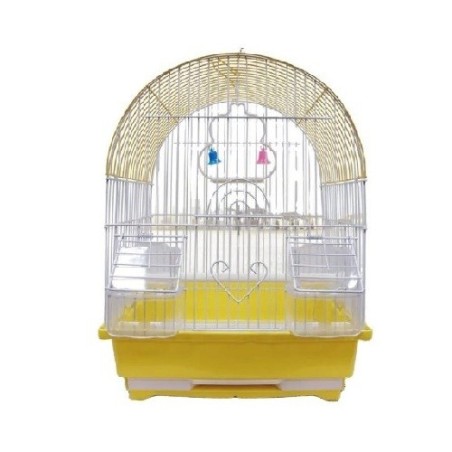 JAULA AVES CURVA 30X23X39CM AMARILLA