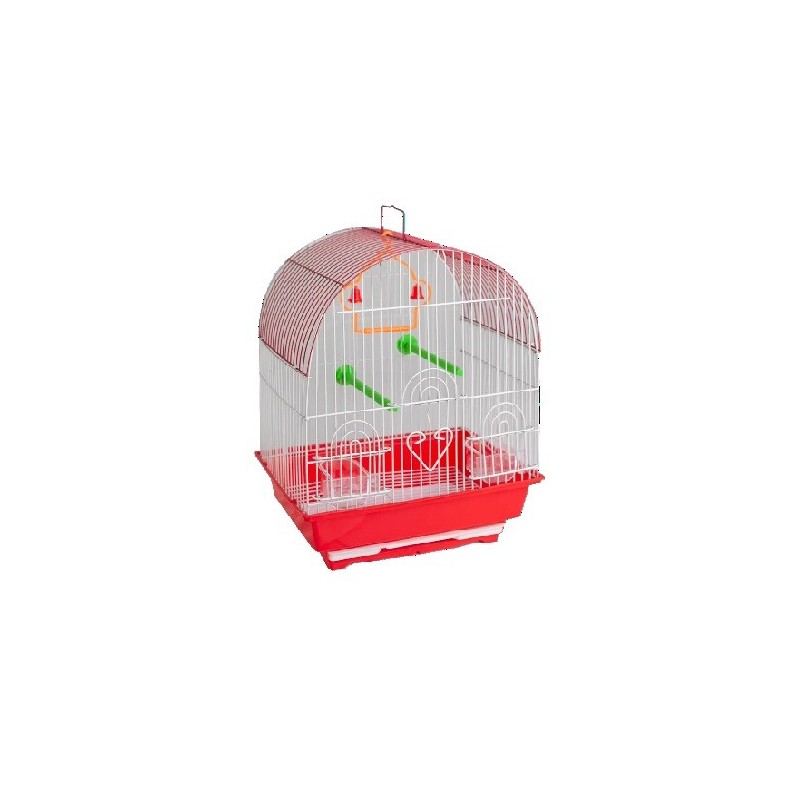 JAULA AVES CURVA 30X23X39CM ROJA