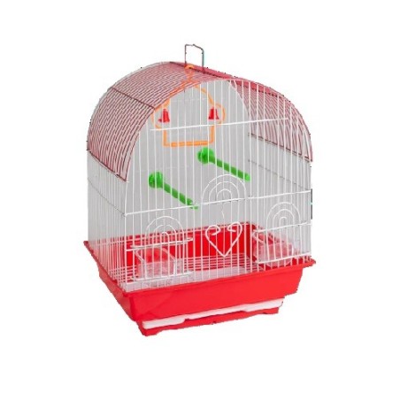 JAULA AVES CURVA 30X23X39CM ROJA