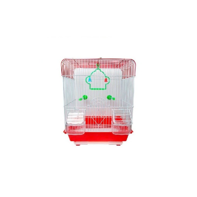 JAULA AVES CUBO 30X23X39CM ROJA