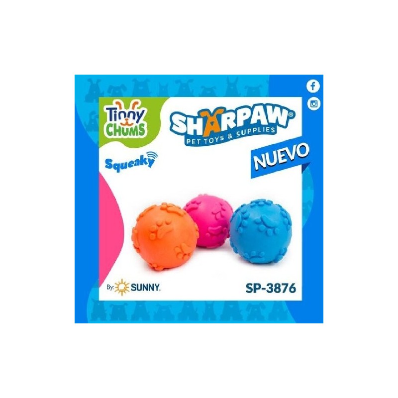 TINNY CHUMS PELOTA HUELLAS C/SONIDO 6CM