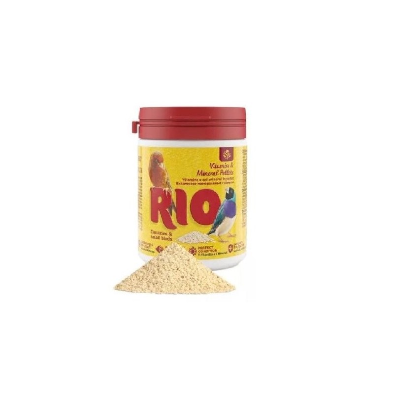 RIO/MEALBERRY VITAMINAS Y MINERALES P/CANARIOS  AVES EXOTICAS Y PEQUEÑAS AVES 120 GR.
