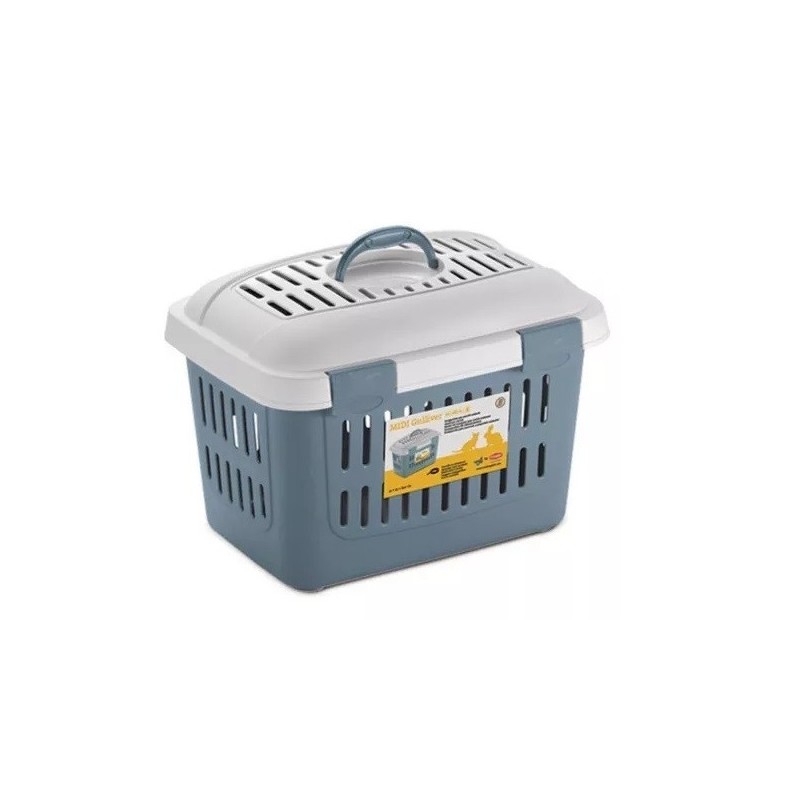 TRANSPORTADORA GULLIVER MEDIANA COL AZUL-BLANCO 45X33X33 CM CAPACIDAD 5KG C6