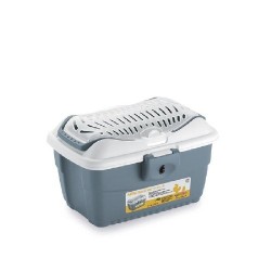 TRANSPORTADORA GULLIVER MINI COLOR GRIS-BLANCO 40X30X24H CM CAPACIDAD 2.50 KG