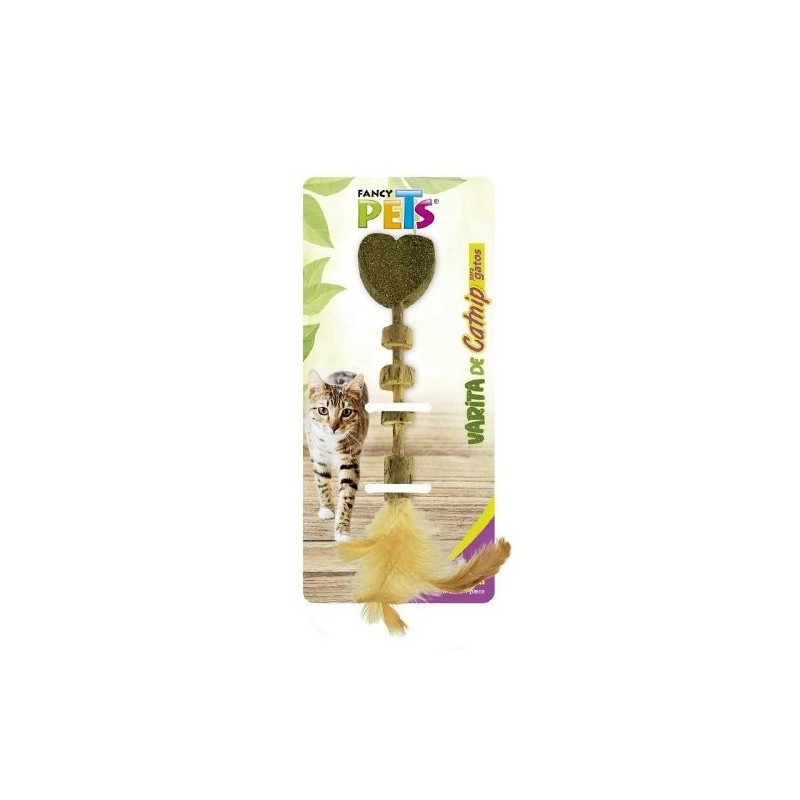 VARITA DE CATNIP CORAZON CON PLUMA