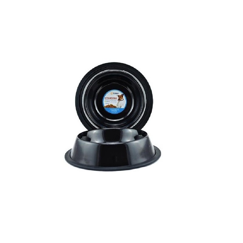 COMEDERO IMPORTADO ACERO INOX 16oz NEGRO