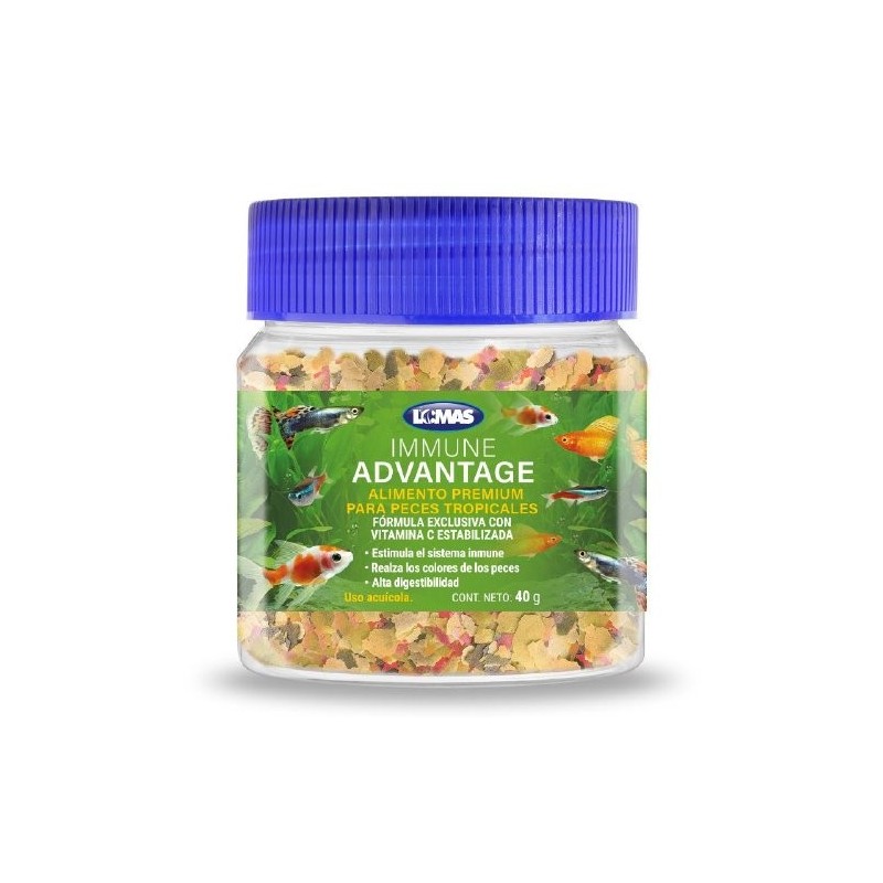 HOJUELAS IMMUNE ADVANTAGE PARA PECES TROPICALES 40 GRS