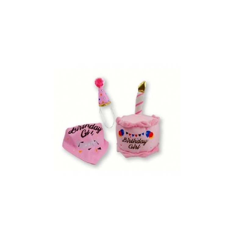 FLUFFY CHUMS JUGUETE DE PELUCHE CON SONIDO TIPO SQUEAKY 3 PIEZAS ESTILO HAPPY BIRTHDAY GIRL SHARPAW