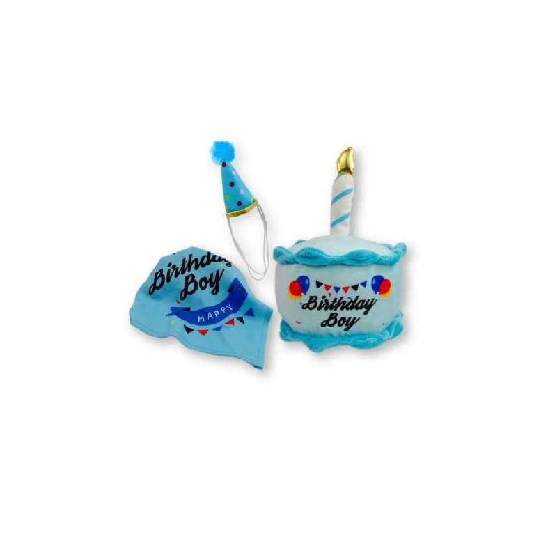 FLUFFY CHUMS JUGUETE DE PELUCHE CON SONIDO TIPO SQUEAKY 3 PIEZAS ESTILO HAPPY BIRTHDAY BOY SHARPAW