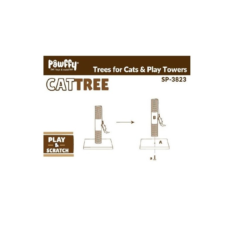 RASCADERO TIPO CAT TREE PARA GATOS PAWFFY IMPORTADO 30X30X42 CMS  POSTES 4 MM - BASE CUADRADA 12 MM