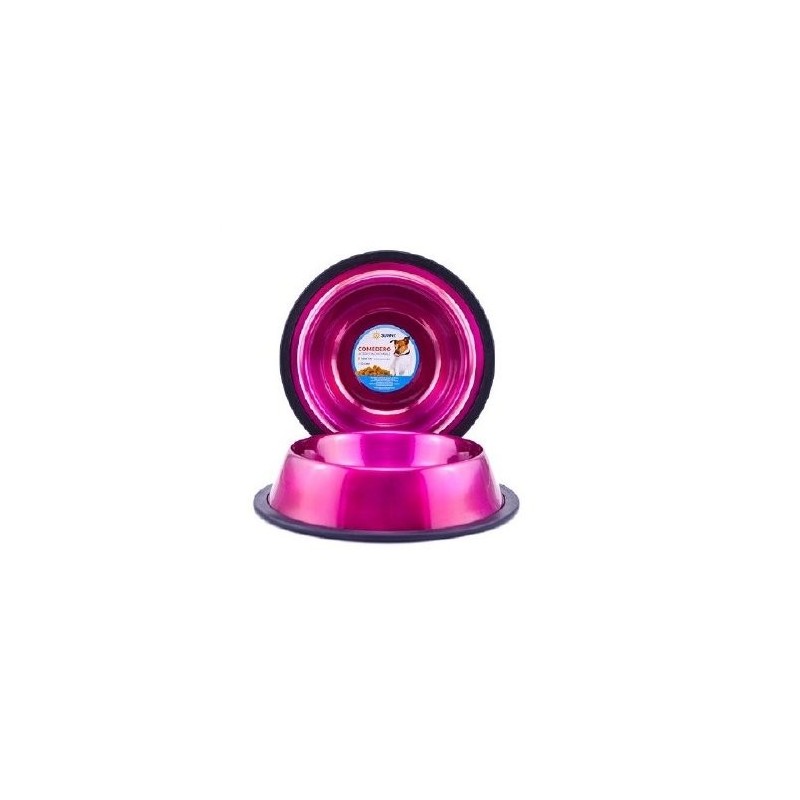 COMEDERO IMPORTADO ACERO INOX.8oz ROSA