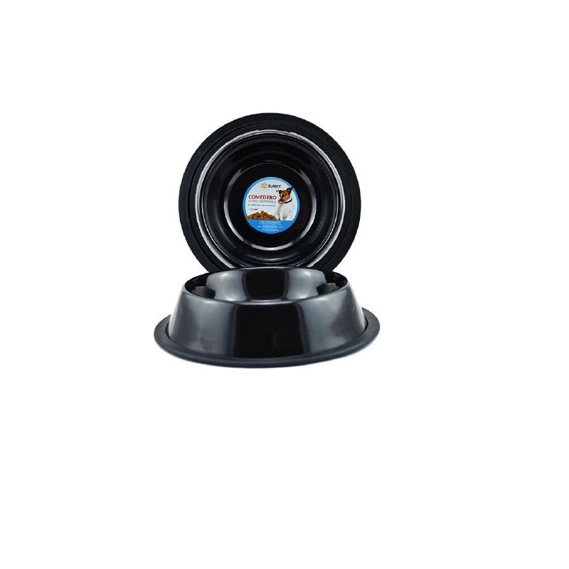 COMEDERO IMPORTADO ACERO INOX. 8oz NEGRO