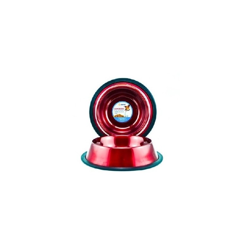 COMEDERO IMPORTADO ACERO INOX 96oz ROJO
