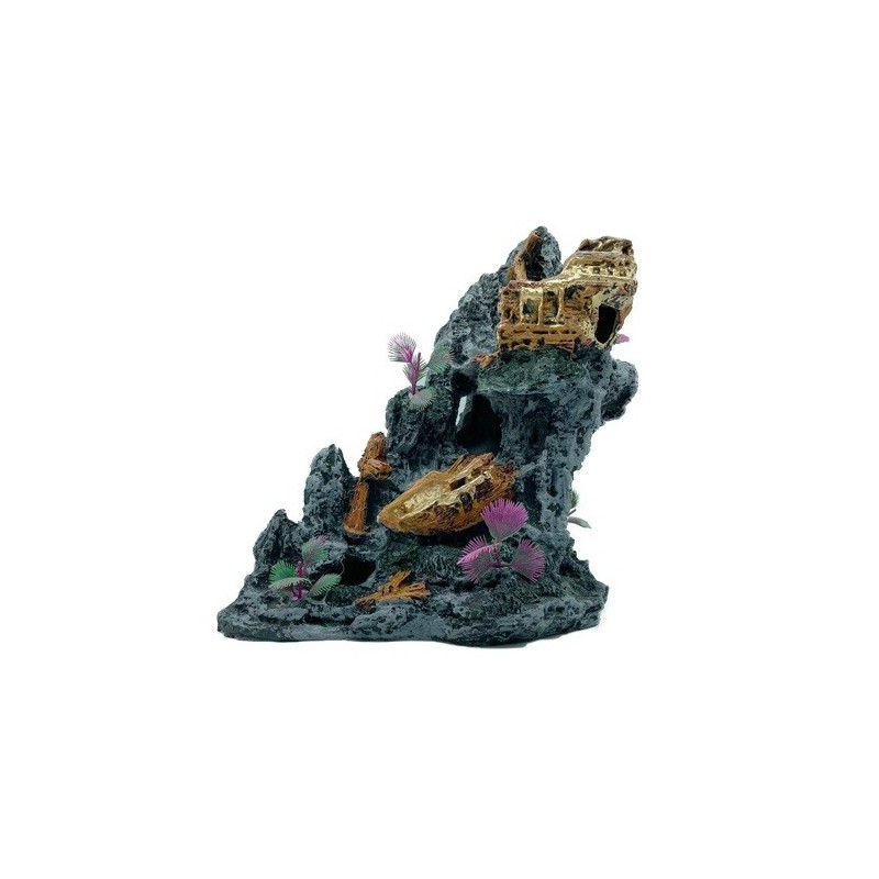 PEÑASCO CON BARCO 27X27X15 CM.