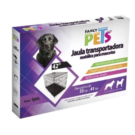 JAULA METALICA PLEGABLE PARA MASCOTA DE 42/1 M- 2 PUERTAS- 108.5 cm x 70.5 cm x 77.5 cm