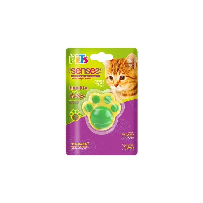 JUGUETE HUELLA C/BOLA DE CATNIP P/ GATO PLAY