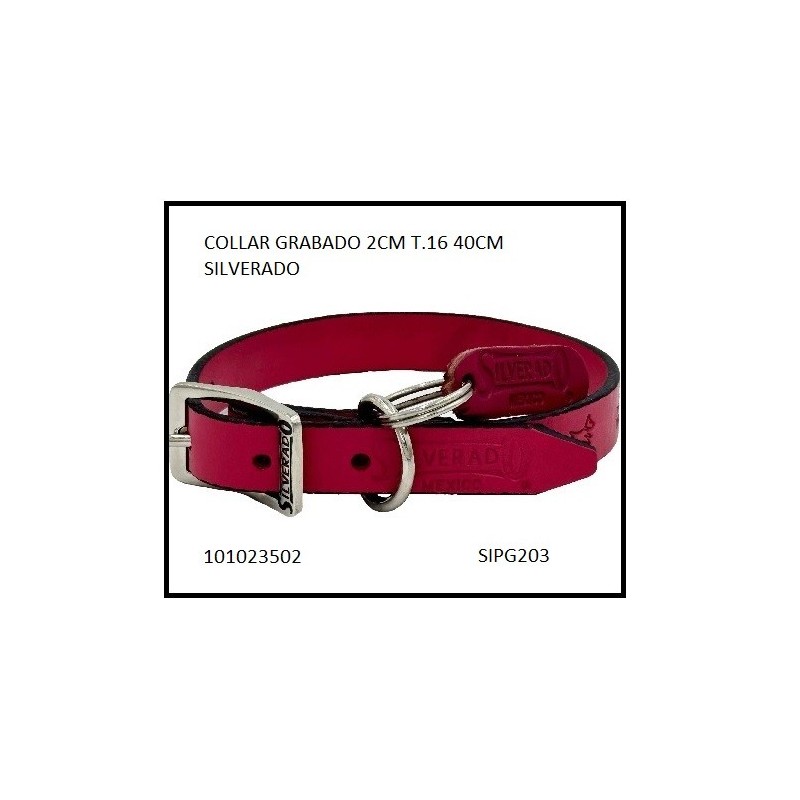 COLLAR PIEL GRABADO 2CM T16 40CM.