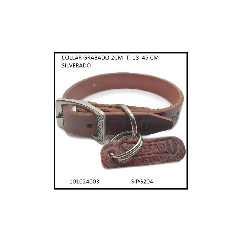 COLLAR PIEL GRABADO 2CM T18 45CM.