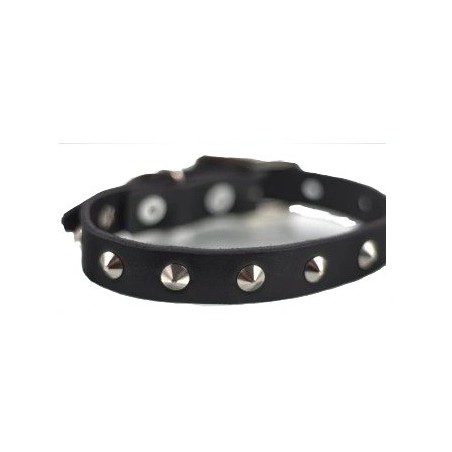 COLLAR PIEL C/ESTOPEROLES 3CM T22 NEGRO