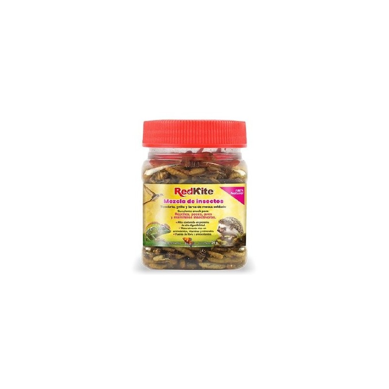 REDKITE MEZCLA INSECTOS TENEBRIO GRILLO MOSCA 34 GRS