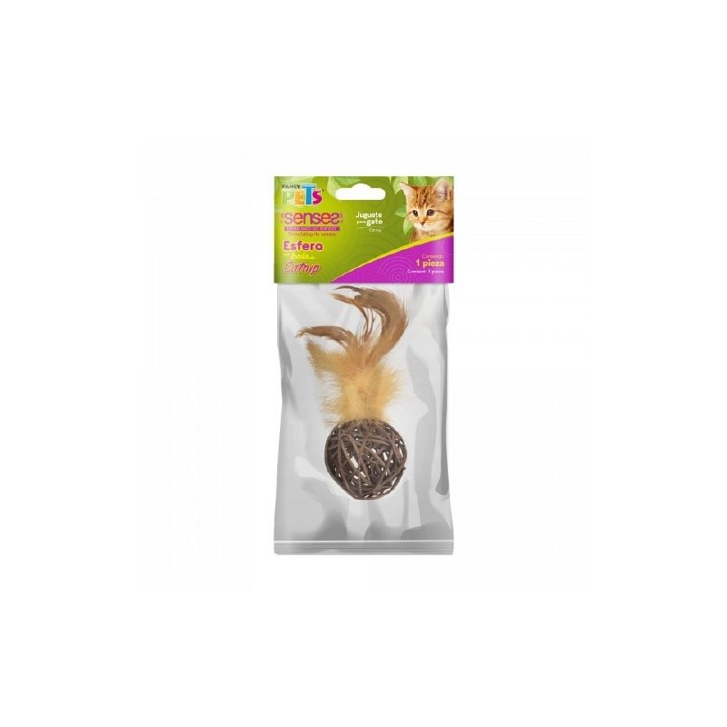 JUGUETE ESFERA DE CATNIP CON PLUMAS