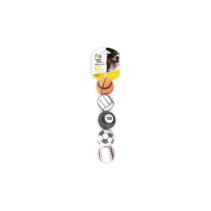 JUGUETE PELOTAS DE TENIS DEPORTIVAS C/SQUEAKER 5 PZAS