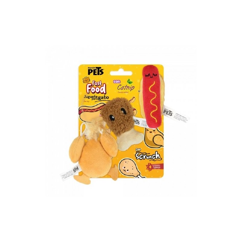 JUGUETE P/GATO COMIDA RAPIDA PACK 3