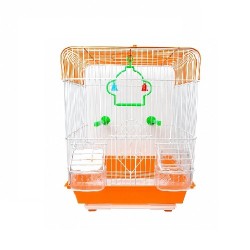 JAULA AVES CUBO 30X23X39CMS NARANJA