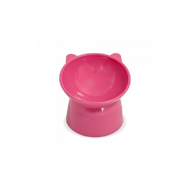 PLATO ELEVADO DE PLASTICO P/GATO ROSA