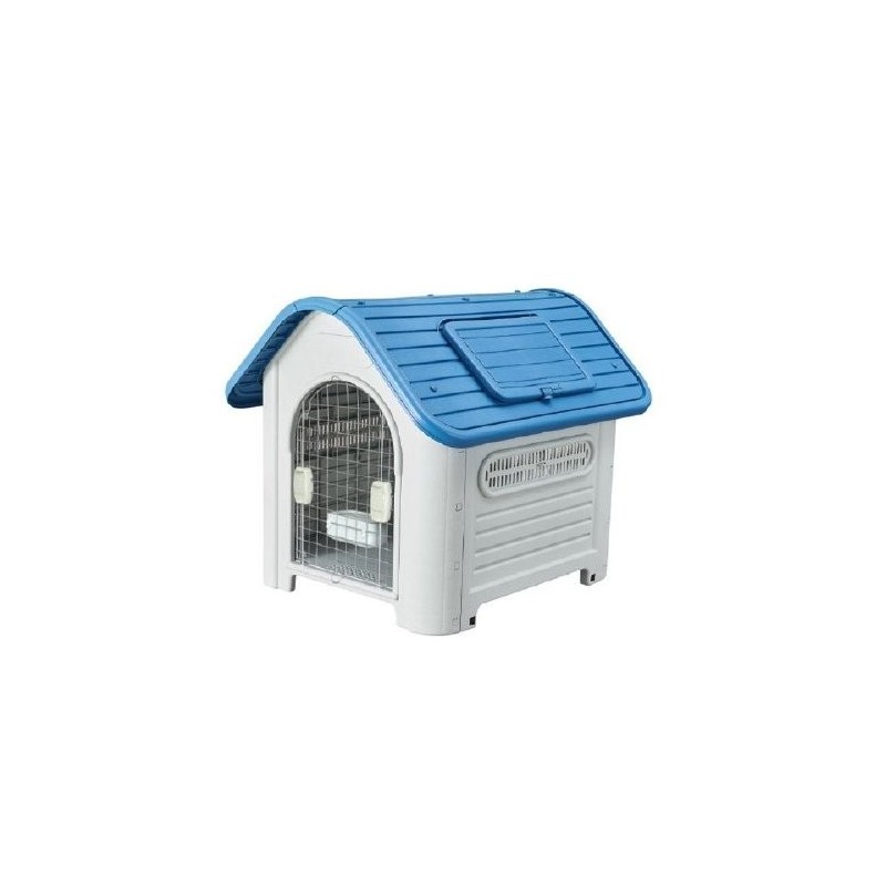 CASA P/MASCOTA DE TEJA CON PUERTA M. AZUL