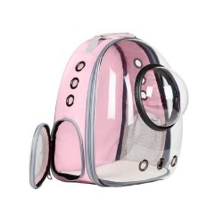 MOCHILA TRANSP CON BURBUJA TRANSPARENTE ROSA
