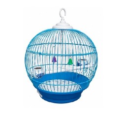 JAULA P/AVES REDONDA CHICA 28X38CM AZUL