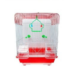 JAULA AVES CUBO 30X23X39CM ROJA